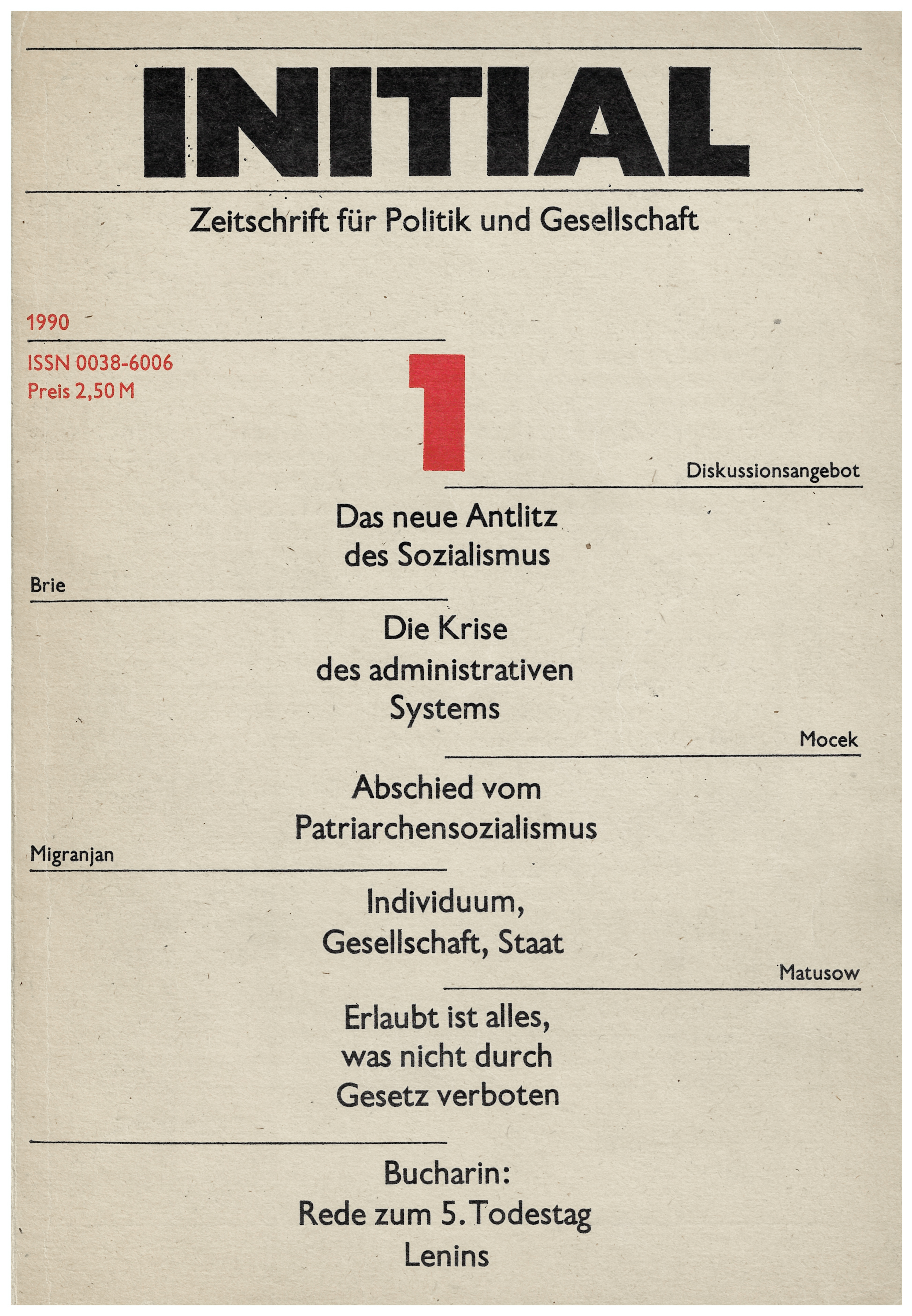 Erstes Cover von Berliner Debatte Initial