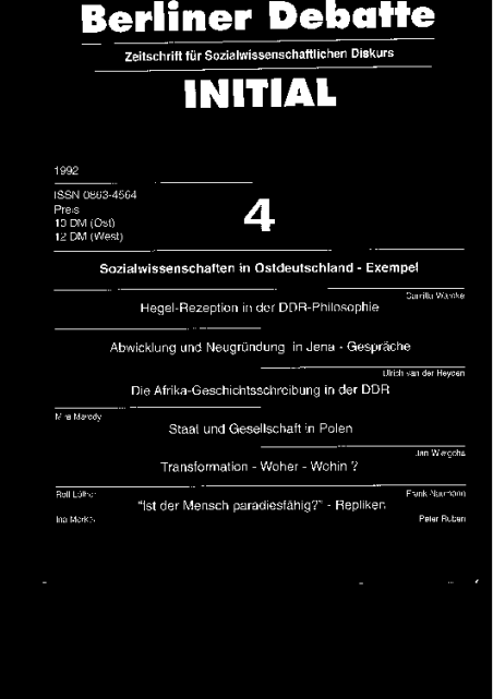 Cover von Sozialwissenschaften in Ostdeutschland - Exempel