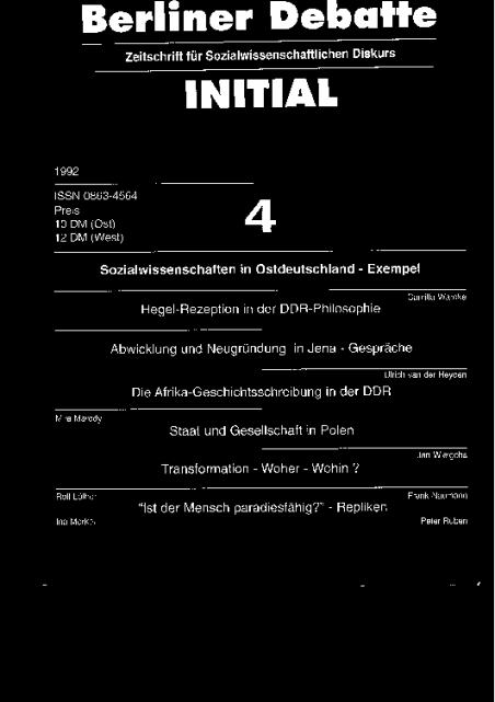 Coverbild von  Sozialwissenschaften in Ostdeutschland - Exempel